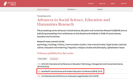 Atlantis Press publication  list